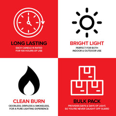 Stock Your Home long-burning camping candle delivering dependable ambient lighting