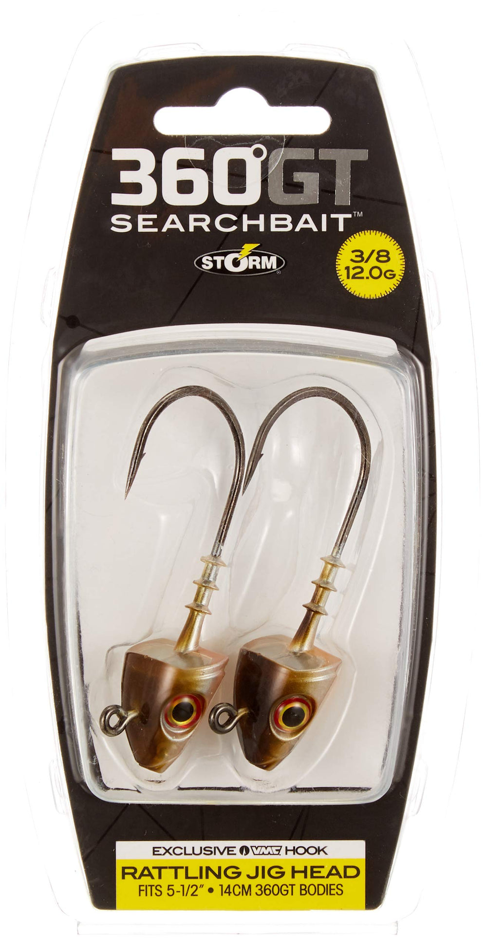 Storm 360GT Searchbait Jig head highlighting rattling action for lifelike presentation.