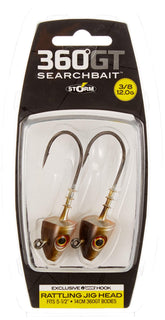 Storm 360GT Searchbait Jig head highlighting rattling action for lifelike presentation.