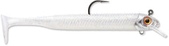 Storm 360GT Swimmer Pearl Ice lure close-up shows realistic tail action for anglers.