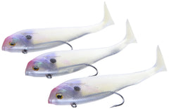 MICHELIN Storm WildEye Swim Shad 06 Pearl in-pack shows pre-rigged hooks for quick setup