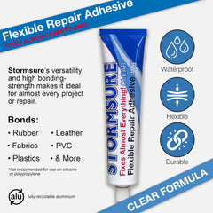 Stormsure clear adhesive drying invisibly for clean repairs