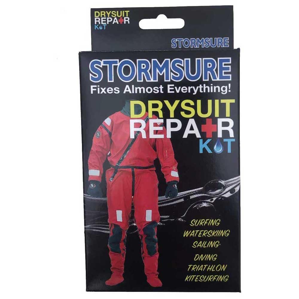 Stormsure Drysuit Repair Kit close-up shows flexible adhesive bond for wetsuits.