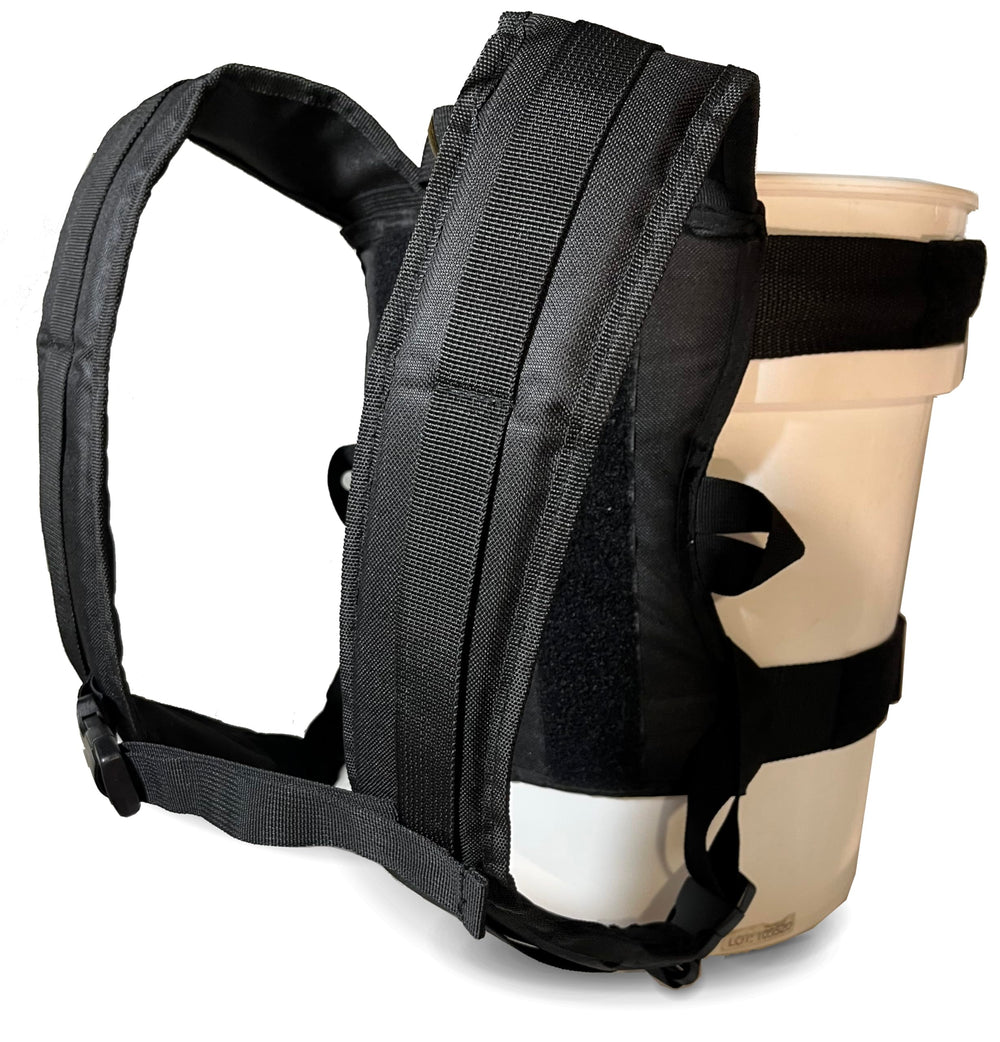 Strap Pack bucket-haul-backpack lets you carry a 5-gallon bucket hands-free.