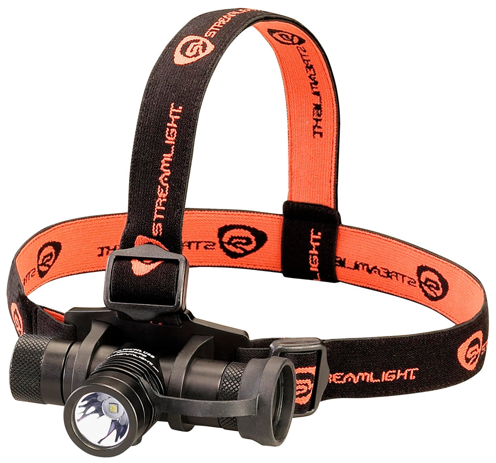 Streamlight ProTac 1000 headlamp beam illuminates wide areas for hands-free work.