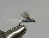 Strike Fly CDC Rs2 Grey size 20 dry fly, ideal for precise trout presentation.