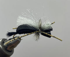 Strike Fly Hippie Stomper Black size 16 dry fly for realistic trout presentation on still water