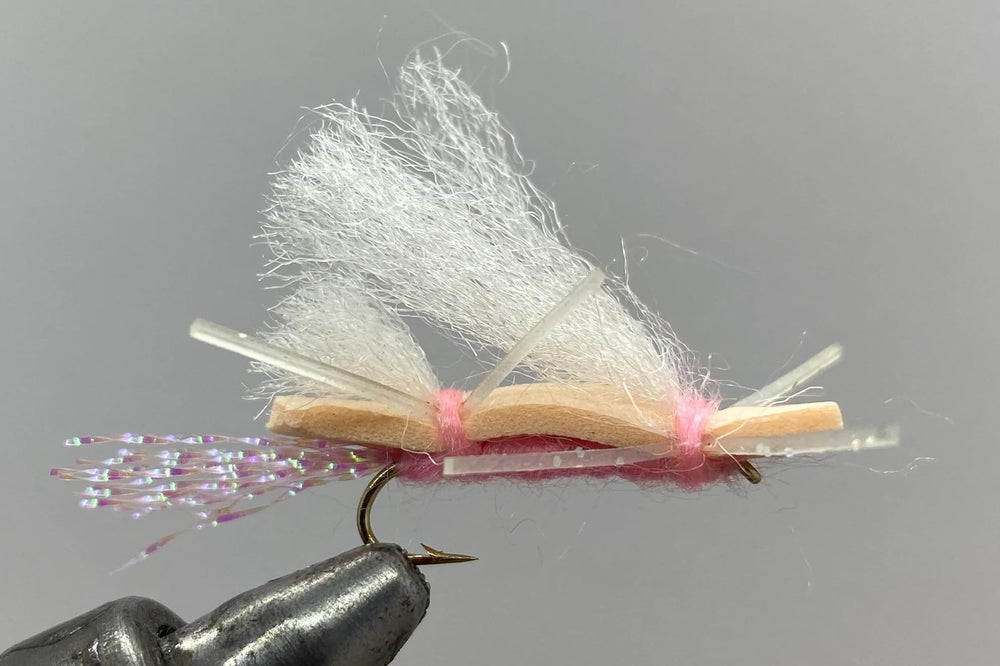 Strike Fly One Dozen Chubby Chernobyl peach-pink fly, high-visibility pattern for trout fishing.