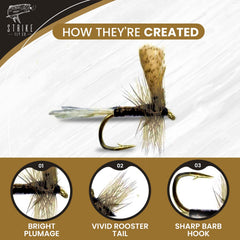 Strike Fly Quill Gordon Dun size 14 dry fly with detailed hackle and quill body