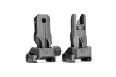 Strike Industries backup sights deployed for intentional use and rapid retargeting.
