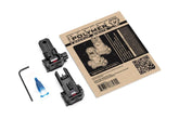Strike Industries backup sights front view with low-profile design for quick target reacquisition.