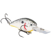 Strike King KVD 1.5 deep diver in Pearl-Black Splatter Char ready for deeper bass cover.