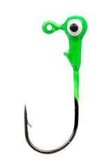 Strike King Mr. Crappie jig head 1/32 oz limetreuse, ideal for precise jigging and attracting crappie.