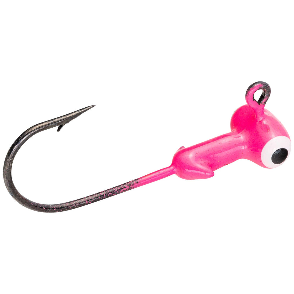 Strike King Mr. Crappie sausage head jighead with wide front for stable hooksets during vertical jigging.