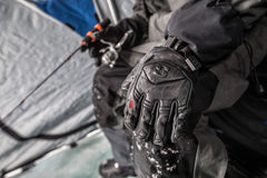 Striker Combat Glove gauntlet closure close-up shows adjustable fit for winter wear.