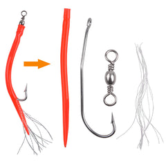 Tube lure with flash material for offshore trolling