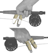 Stripee finger guard and fly line cleaner in tan for gentle line handling.