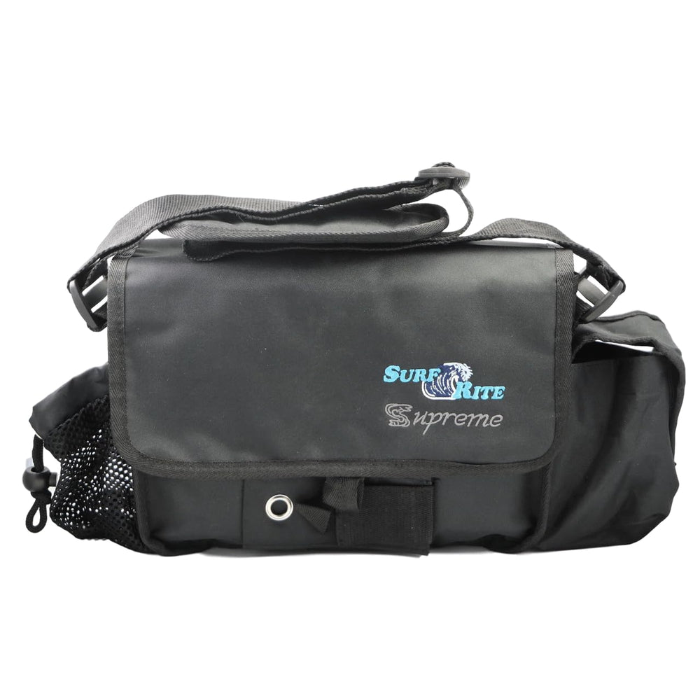 Striper Supreme Premium Surf Tackle Bag shows waterproof material protecting gear in wet conditions.