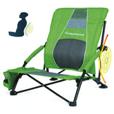 STRONGBACK Low Gravity Beach Chair assembled for quick setup and comfort.