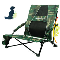 STRONGBACK low gravity chair folded in its backpack style carry bag for easy transport.