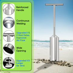SturdyShape clam gun 36inch-length extends reach for deeper sand pockets