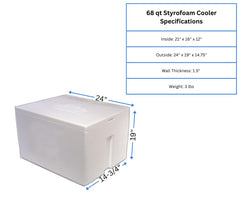 Styrofoam Ice Chest 68 qt lid open interior access for easy reloading.
