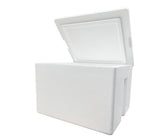 Styrofoam Ice Chest lid open for quick picnic access.