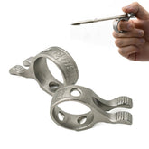 SUFFUSE slingshot ring protects fingers during fish dart release.