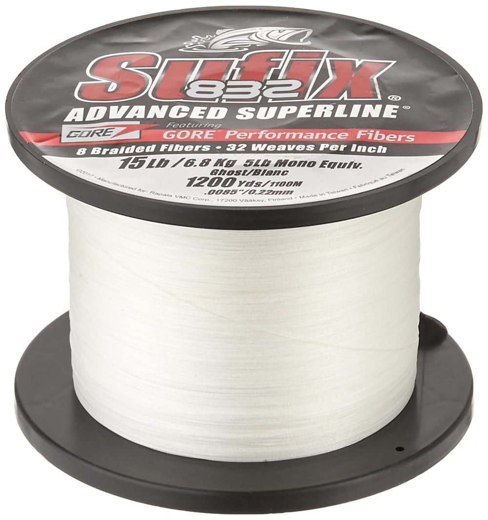 Sufix 832 Braid 15 lb Ghost spool enables smooth casts with strong line