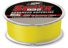 Sufix 832 braid in hi-vis yellow for visibility and line control during fishing