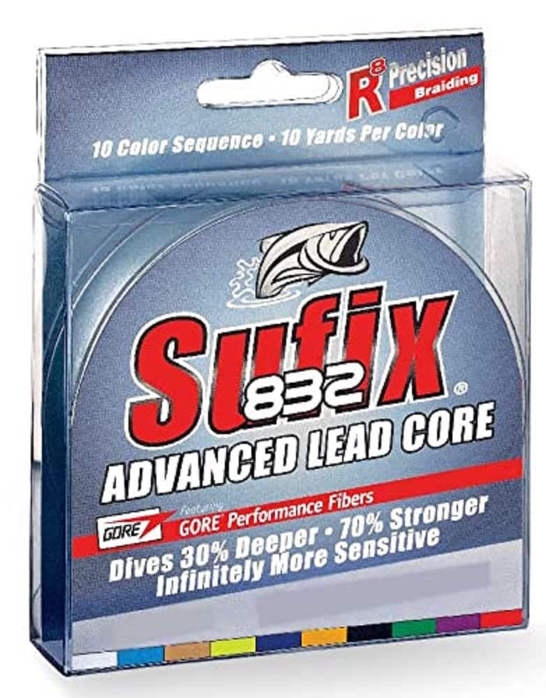 Sufix 832 Lead Core 18lb spool ready for depth-control trolling
