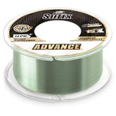 Sufix Advance monofilament line spool in low-vis green for smooth casting.