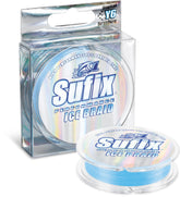 Sufix Ice Braid 30 lb Glacier Blue spool aids cold water casting precision.
