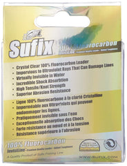Closeup of Sufix Invisiline crystal-clear fluorocarbon showing strong knot strength.