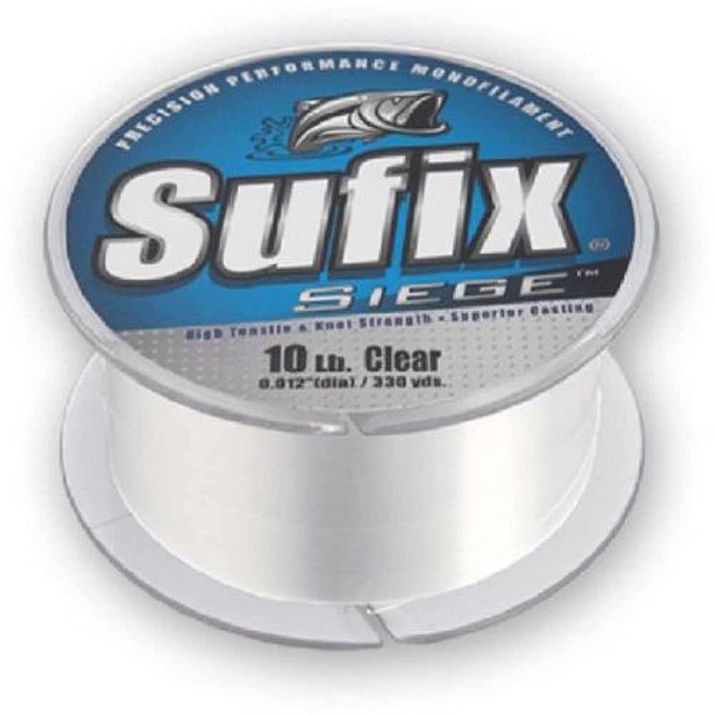 Sufix Siege 30 lb clear line on a 250-yard spool for long casts and durability.