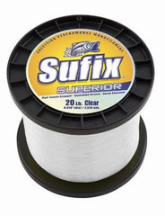 Sufix Superior 15 lb clear monofilament spool for strong line performance and smooth casting.