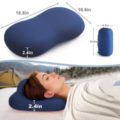 Suhedy blue travel pillow used for camping comfort