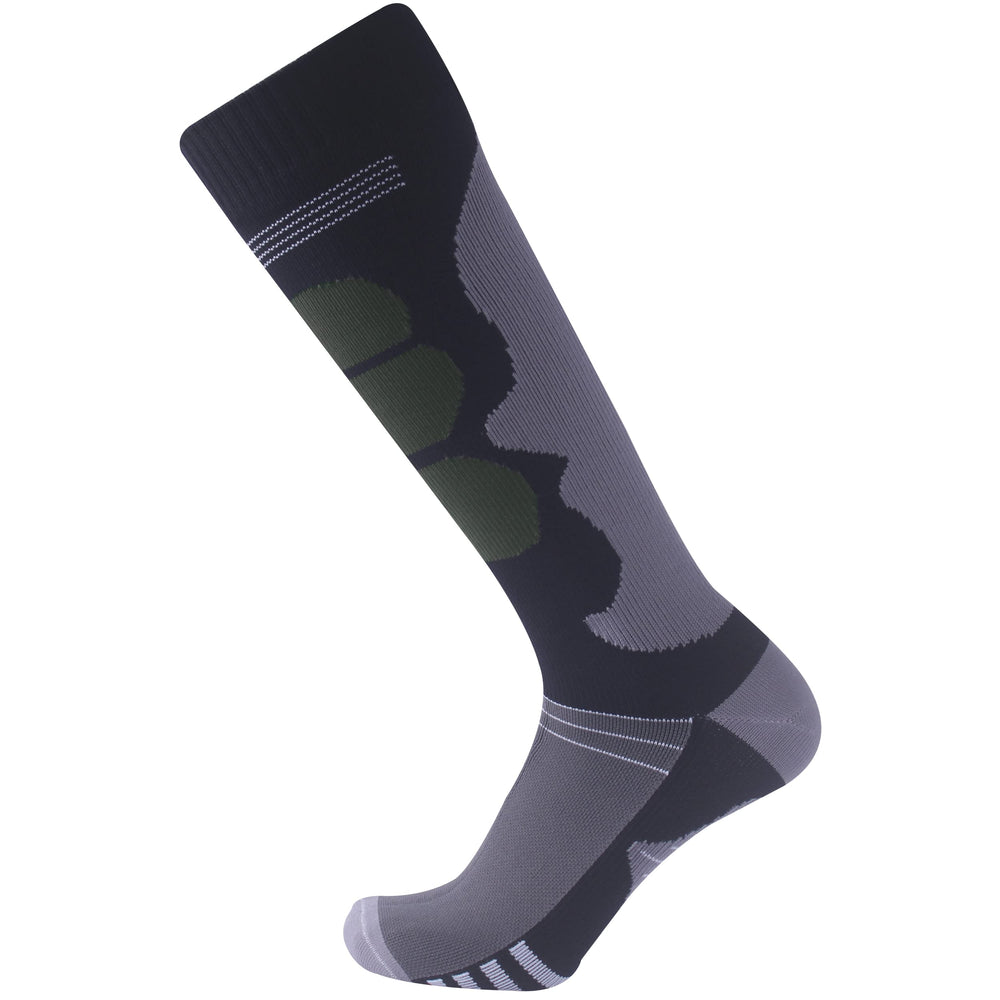 SuMade knee-high waterproof socks gray-green front view—breathable protection for hiking.