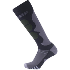 SuMade long waterproof knee-high socks in gray and green keep feet dry in rugged outdoor hikes.