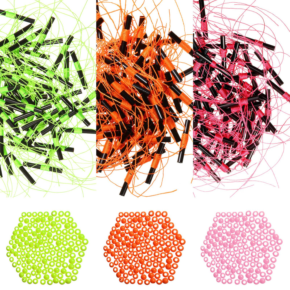 Sumind bobber stops orange color with plastic beads, 100 pieces