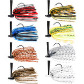 Sumind bass fishing jig kit with colorful silicone skirts and metal football head