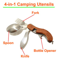 Summer HHouse 4in1 camping utensils with detachable halves for flexible dining.