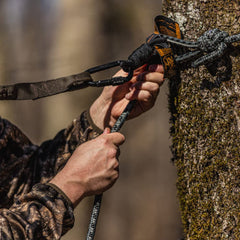 Summit Treestands carabiner in use, twist-lock for reliable protection
