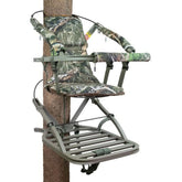 Summit Treestands Viper SD foot platform offers stable footing for long hunts.