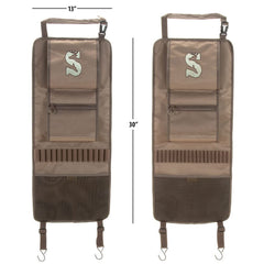 Summit Treestands Seat Back Organizers securely hold two long guns for quick access.