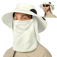SUN CUBE fishing hat with face mask and neck flap for full sun protection on outdoor trips