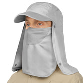 SUN CUBE fishing hat with neck flap and face cover for UPF 50+ protection.