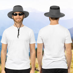 SUN CUBE hiking boonie hat features an adjustable chin strap for secure fit.