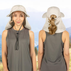 SUN CUBE hiking hat keeps you cool with breathable panels.