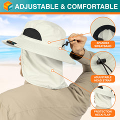 SUN CUBE neck flap design shields neck and ears during hikes